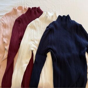 WHBM Ribbed Turtleneck Sweaters in Assorted Colors